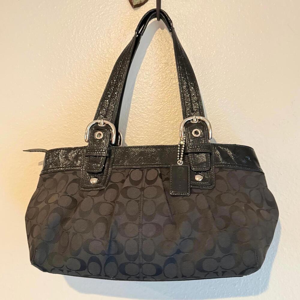 Coach Y2K Soho Pleated Signature Shoulder Bag Canvas and Leather Trim F13742